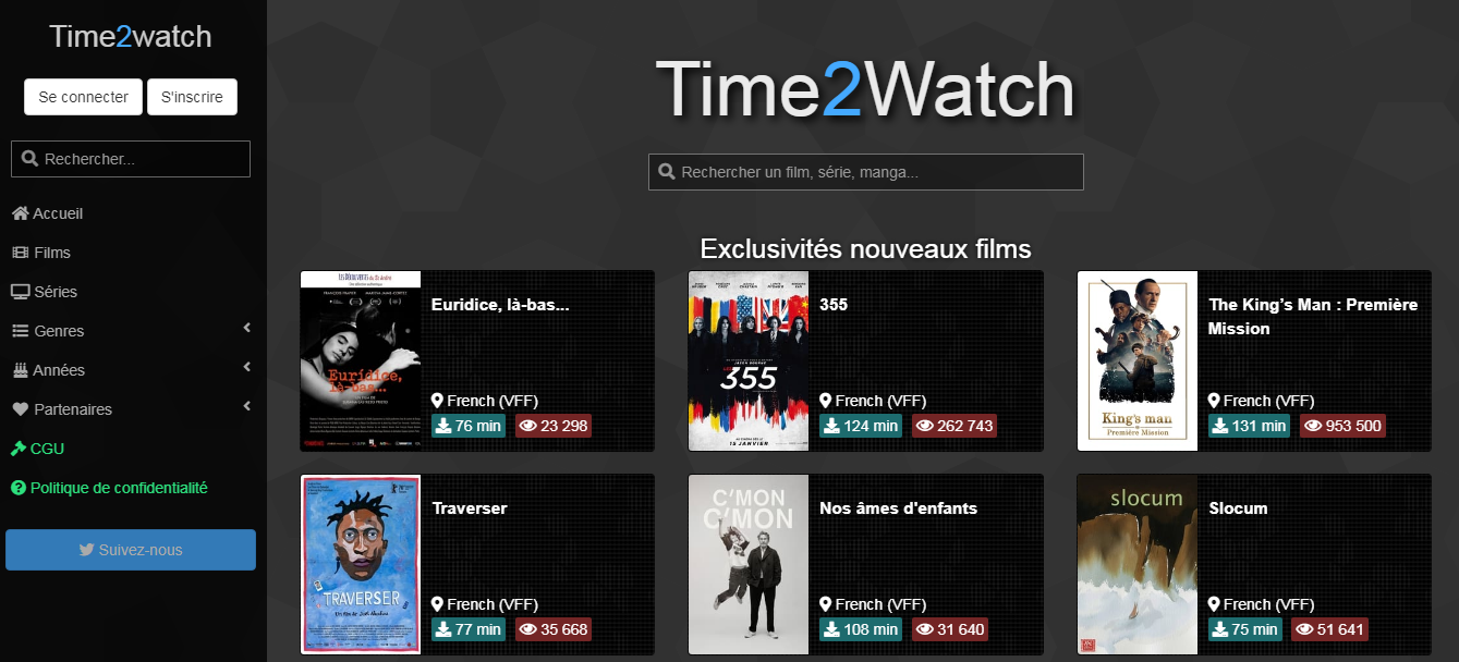 Time2watch : Films, séries et mangas en streaming